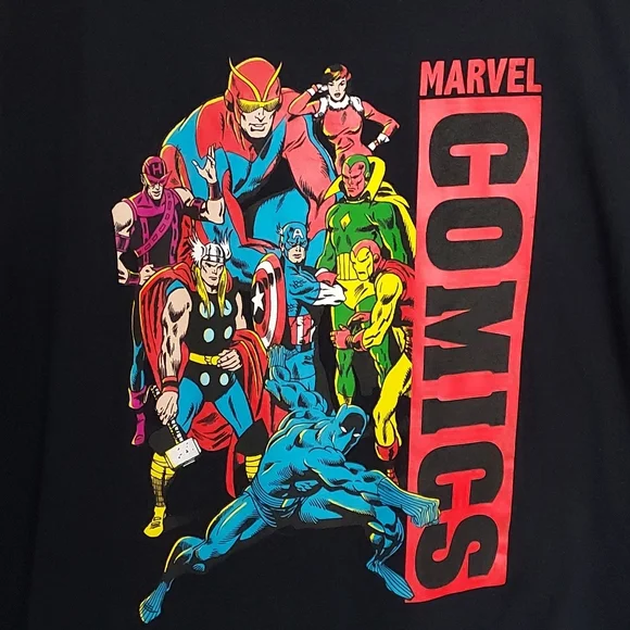 Men's 2XL MARVEL Comics Black Short Sleeve T-Shirt - Picture 2 of 4